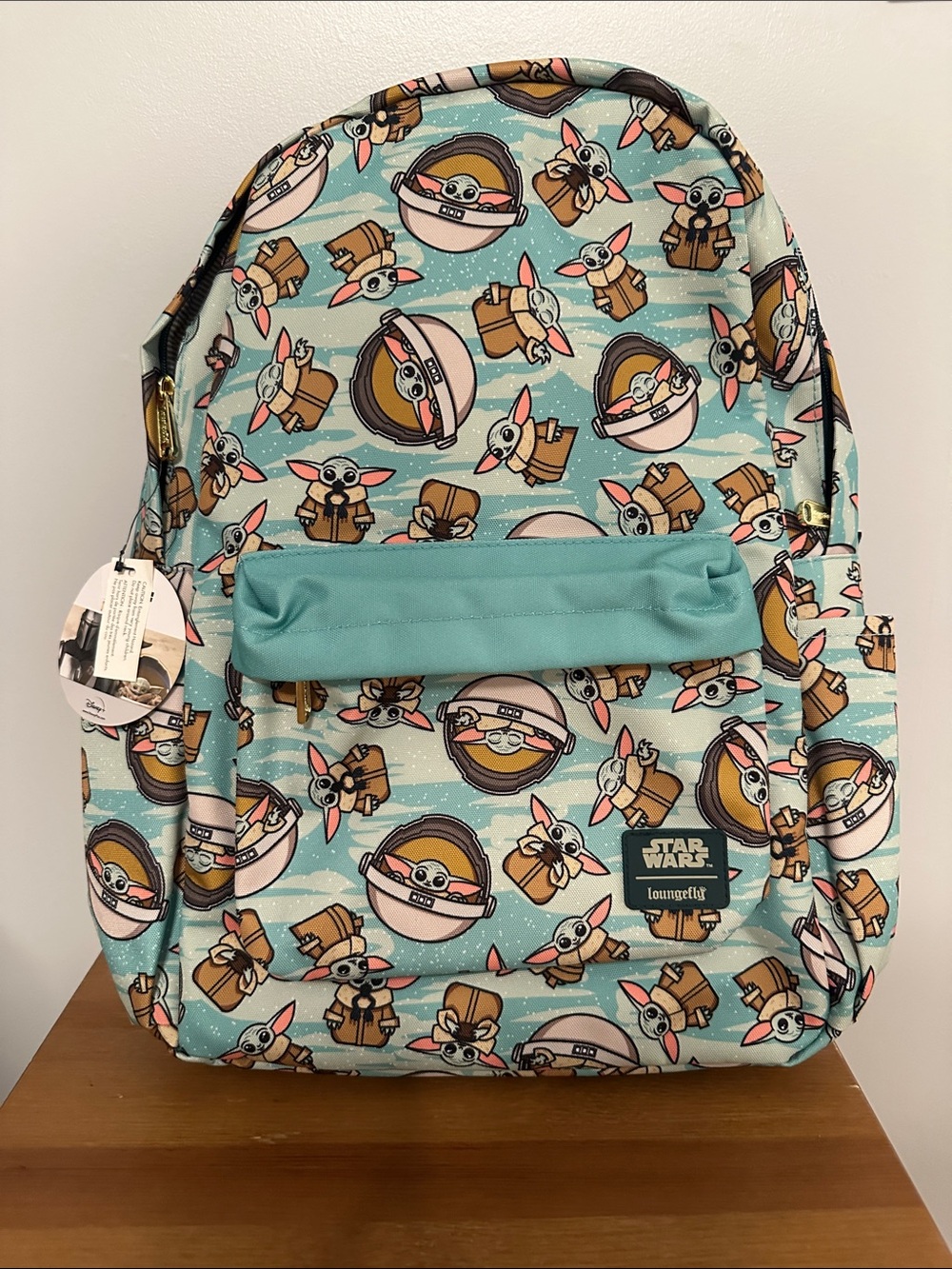Loungefly Star Wars Grogu Kids Backpack - Aqua, Brown, Pink